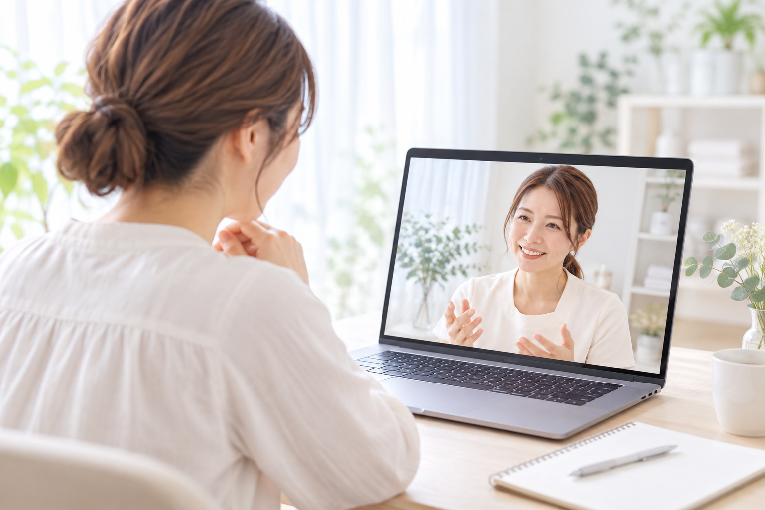 自宅からオンラインで学び方を相談するイメージ